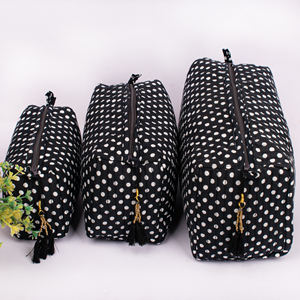 Bolsa de Cosméticos de Algodón con Borlas, Diseño Floral Personalizado, Estética, con Cierre de Cremallera, Portátil, Reutilizable, Grande, Unisex, para Maquillaje - Product Image 1