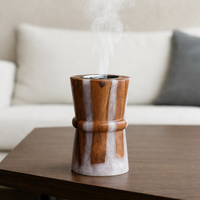 Brûleur d'encens élégant en résine époxy et bois d'acacia, fait main, écologique, pour aromathérapie, maison, bureau, Ramadan, Aïd