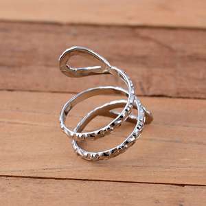 Bague de soutien thérapeutique minimaliste bohème en argent 925 gravée à la main avec motif floral, pour phalange et articulation du pouce, style col de cygne - Product Image 3