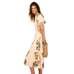 Vestido midi estampado con cuello en V para mujer, vestido de fiesta con corte en A - Product Image 1