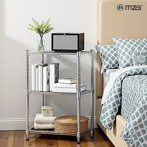 Scaffale Organizzatore in Acciaio a 3 Ripiani, Capacità 450 Libbre, 30 cm di Profondità x 2,5 cm di Altezza, per Casa, Cucina, Ufficio, Cromato, Unità di Scaffalatura 3-in-1 - Product Image 4