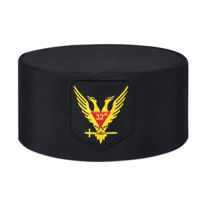 Wings Up Red & Yellow Black Fabric Scottish Rite Crown <b>Cap</b> 32nd Degree Gold Eagle Embroidered Headwear - Product Image 1