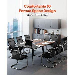 Tavolo da Conferenza Moderno a Forma di Barca di 2,4 Metri per 10 Persone, Scrivania per Riunioni con Gambe in Metallo, Realizzato in Melamina e MDF Resistenti - Product Image 2