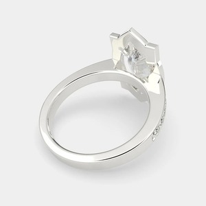 18K White <b>Gold</b> Marquise Lab Grown Diamond Art Deco Geometric Halo <b>Ring</b> IGI Certified Luxury Bridal 6 Prong Claw Setting Pave <b>Set</b> - Product Image 4