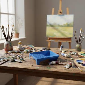 Boîte à peinture en plastique bleue de 22 cm pour palette d'artiste Bandeja Pintor Azul - Product Image 3