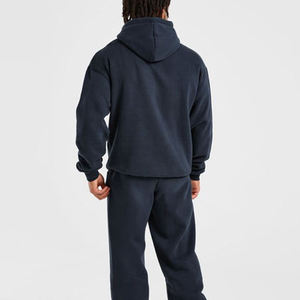 Sudadera con Capucha Azul Marino para Hombre, Poliéster/Algodón, Felpa, Corte Holgado, Color Sólido, Diseño con Bolsillos, Transpirable, 360g, Ropa de Otoño - Product Image 6