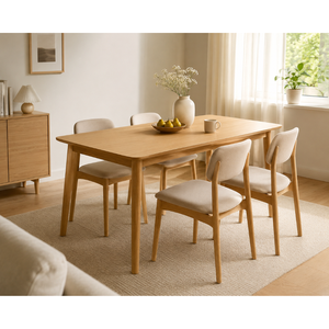 Juego de Comedor ARTERRA Premium Moderno de Madera de Teca, Mesa Rectangular, Sillas con Respaldo de Listones, Minimalista, Ecológico y Duradero - Product Image 6