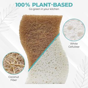 Spugne Naturali a Base Vegetale in Cellulosa, 12 Pezzi, Detergenti per Piatti a Doppia Faccia, Sicuri per Pentole Antiaderenti - Product Image 4