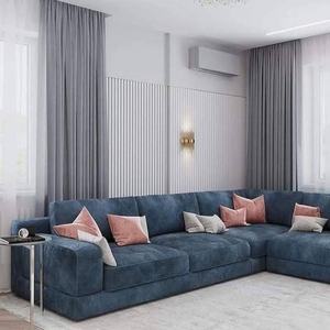 Meubles de salon haut de gamme avec pieds en bois, ensemble de canapés modernes de forme optimale, rembourrés en tissu, confortables pour la vie quotidienne - Product Image 3