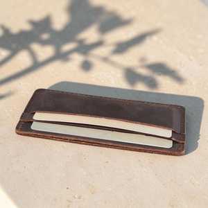 Porte-cartes en cuir véritable personnalisé, étui de luxe portable et fin pour cartes de crédit, portefeuille d'affaires LCH-0238 - Product Image 2