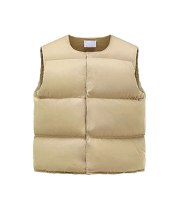 Chaleco Acolchado Impermeable de Lona con Cuello Alto y Logotipo Personalizado 2025 para Invierno, Estilo Urbano, Chaqueta sin Mangas con Frente Sólido, Acabado ODM - Product Image 2