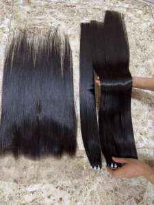 Faisceaux alignés sur les cuticules Cheveux vietnamiens Vrigin Extension de cheveux humains Trame de génie Os brut vietnamien droit Cheveux doublement étirés - Product Image 6