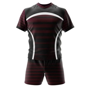 Uniforme de rugby unisexe grande taille imprimé par transfert thermique, design d'équipe personnalisé, nom du joueur et lettre sur le devant, respirant, 100 % polyester - Product Image 1