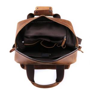 Full Grain Leather Laptop <b>Backpack</b> Waterproof Anti-Theft Travel Bag Vintage <b>Brown</b> Leather Rucksack LBP-0402 - Product Image 4