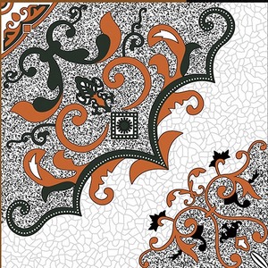 Carreaux de sol en céramique brillants 400x400mm, motif floral vintage, carreaux décoratifs, série brillante 400x400mm, carreaux en céramique marocains - Product Image 1