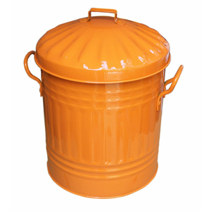 Poubelle en métal galvanisé avec couvercle et poignées latérales, design vintage, en acier, pour la maison, le jardin, l'intérieur et l'extérieur - Product Image 3