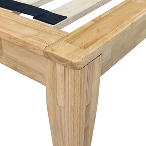 Precio directo de fábrica OEM Cama de madera de caucho macizo con cabecero de tela tapizada Marco de cama de tamaño Queen o personalizable - Product Image 6