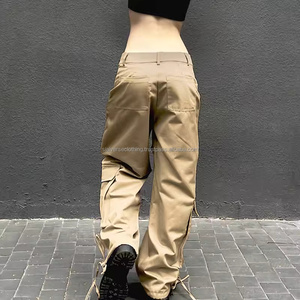 Nouveau rétro Street Style multi-poches Cargo Joggers pour femmes lâche droite pantalons décontractés avec cravate à la mode femmes salopette - Product Image 2