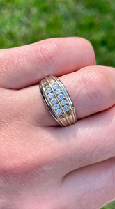 <b>Women's</b> 18K Gold Plated Alloy Eternity Band Engagement <b>Ring</b> with Natural Round Diamonds Channel <b>Set</b> Classic IGI Certified - Product Image 5