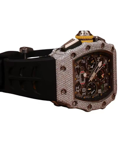 Reloj de Cuarzo de Lujo con Diamantes, Unisex, Caja de Acero Inoxidable con Moissanita VVS de 41 mm, Movimiento ETA, Botón de Presión, Cristal de 20 mm - Product Image 2