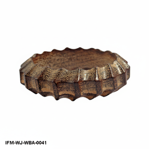 Brazalete de Madera Natural Tallado a Mano, Estilo Antiguo, Brazalete de Madera Acanalado, Joyería Étnica para Mujer, Regalo Sostenible - Product Image 1