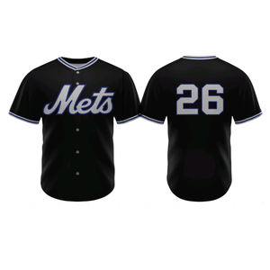 Maillots de baseball personnalisés à manches courtes, entièrement boutonnés et à col en V, sublimés - Product Image 1