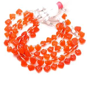 Perles en forme de feuille de cornaline naturelle, perles en pierre précieuse sculptées à la main pour la création de bijoux, 10-11 mm, vente en gros, lot de 8 pouces - Product Image 6