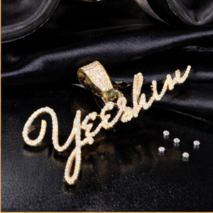 925 <b>Silver</b> Gold Plated Cursive <b>Initial</b> Letter Name Pendants Custom Iced Charms <b>Necklace</b> Lab Grown Diamonds Personalized Trendy - Product Image 5