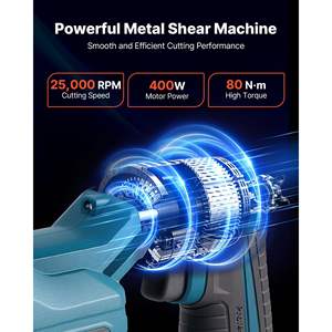 Cordless 360-Degree Pivoting Head Metal <b>Shear</b> Double Blades 25000 RPM Speed for 18 GA Galvanized Steel 20 GA <b>Scissors</b> <b>Shear</b> - Product Image 2