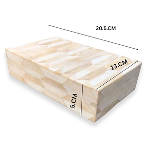 Nouvelle Arrivée Boîte à Bijoux Rectangulaire en Bois avec Incrustation d'Os pour Bagues, Colliers, Boucles d'Oreilles - Style Indien, Boîte en Os Emballée en Carton - Product Image 6