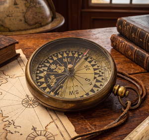 <b>Antique</b> Brass <b>Compass</b> Round Traditional Design Printed Desk Accessory Multipurpose Office Decor Item High Demanding - Product Image 5