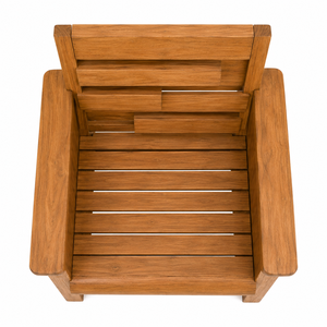 Silla de Jardín Escandinava de Madera de Teca Sólida con Forma Cuadrada Redondeada, Cómoda, con Seis Patas de Apoyo, Base Hexagonal Abierta, Impermeable, para Parque - Product Image 4