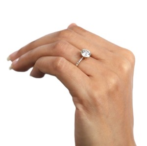 แหวนเพชรทรงกลม 1 กะรัต เพชรเลี้ยงในห้องปฏิบัติการ ทองคำแท้ 10K 14K 18K แหวนหมั้นแบบ Art Deco แหวนเพชรเม็ดเดี่ยว แหวนครึ่งวงนิรันดร์ - Product Image 6