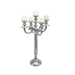 Candélabre en or de luxe à 5 bras, porte-bougie pour décoration de mariage, candélabre en aluminium de haute qualité, fait à la main, en vente - Product Image 4
