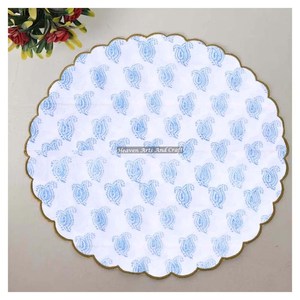 Handmade Printed Modern <b>Round</b> <b>Table</b> Napkin 100% Cotton Unique Design for Airplane, Hotels and Home Use EN004 - Product Image 1
