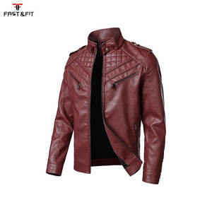 Blousons d'hiver en cuir véritable et toile de haute qualité avec logo frontal, col mandarin, pour moto, vente en gros - Product Image 4