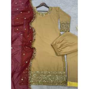 Fancy Women's Sets Plazzo <b>Top</b> with Embroidery and <b>Sequin</b> Work Including Dupatta - Product Image 6