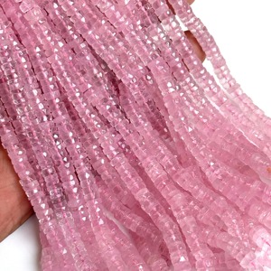 Natural Rose Quartz Faceted Heishi Tyre Shape Loose Gemstone Beads for Jewelry Making 6mm Rose Quartz Beads Strands at Bulk Rate - Product Image 4