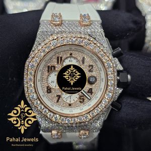 Montre chronographe à quartz pour homme Pahal Jewels Luxury, sertie de diamants, avec cristal saphir, bracelet en acier inoxydable, boîtier rond de 46 mm - Product Image 1
