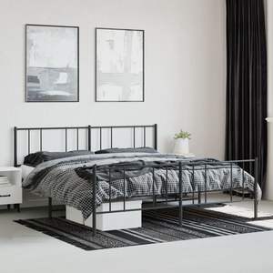 Base de Cama de 76 x 80 Pulgadas, Estructura de Metal de Acero con Recubrimiento en Polvo Negro - Product Image 4