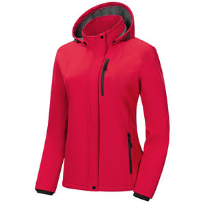 Veste softshell isolante noire pour femme, prix d'usine, manches longues et coupe-vent, idéale pour la course et les activités de plein air - Product Image 1