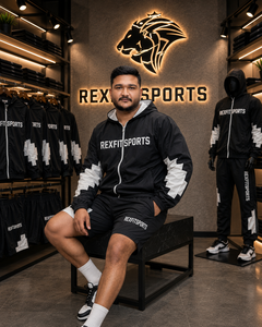 REXFIT SPORTS 2026 Custom <b>Men</b> <b>Black</b> Nylon Windbreaker Jacket and <b>Shorts</b> Set Private Label Streetwear Sportswear Nylon Tracksuit - Product Image 3