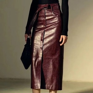 Premium <b>Women's</b> Genuine Leather <b>Skater</b> <b>Skirt</b> High Waist Anti-Bacterial Adjustable Custom OEM ODM Private Label Sample Service - Product Image 4
