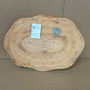 Meilleures ventes : Set de table ovale en rotin, bord festonné, tissé à la main, couleur naturelle, écologique, pour table à manger, fournisseur en gros - Product Image 1