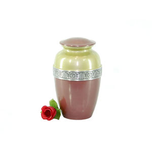 Urne funéraire de luxe en métal noir en gros, pot commémoratif avec élégante bande argentée gravée et finition émail poli, art. - Product Image 4