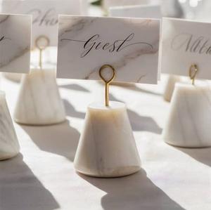 Juego de Porta Tarjetas de Visita de Mármol Travertino Natural, Soporte Minimalista de Piedra para Nombres de Mesa, Exhibidor de Tarjetas de Invitados de Boda, Porta Notas de Escritorio - Product Image 3