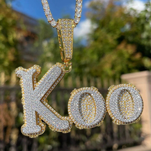 D'VINS JEWELS 14K Solid <b>Gold</b> Brilliant Cut Diamond Custom Letter Charm Pendant Hip Hop Style Unisex IGI Certified Everyday Wear - Product Image 2