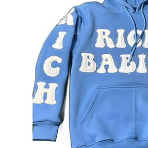 Sudadera con Capucha Bordada Estilo Desgastado, Nuevo Diseño, Transpirable, Básica, Mezcla de Algodón, Precio Económico, Superventas - Product Image 4
