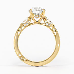 Anillo de Oro Brillante con Diamantes, Anillo de Compromiso Romántico, Anillo de Novia, Joyería, Regalo para Mujer - Product Image 2