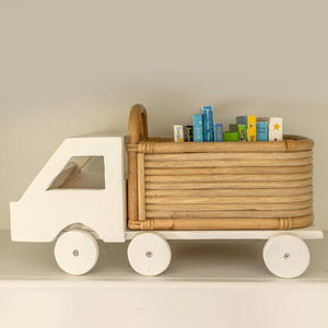 Superior quality rattan construction toy vehicle kids play <b>cars</b> and trucks natural weave truck toys - Product Image 4